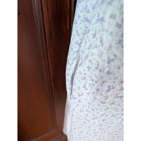 Vintage Dutchmaid Floral Button-Front Short Sleeve Nightgown Scalloped Pockets 2 - Picture 4 of 12